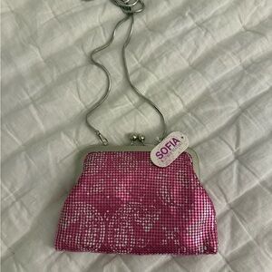 8 Other Reasons Pink Sequin Wristlet with Silver Chain